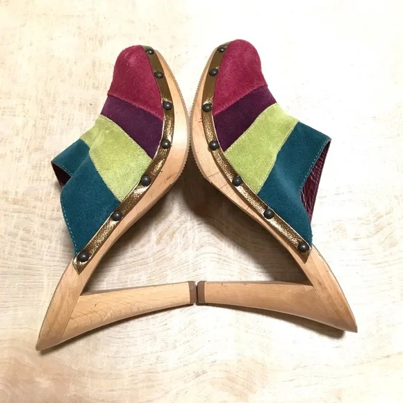 Coach Katy Multicolored Mules Heeled Size 6.5 - Picture 11 of 11
